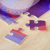 Oranje feestelijke kerstverlichting kunst legpuzzel (Zijkant)