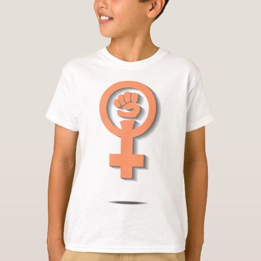 Oranje feministisch venusspiegelontwerp t-shirt (Voorkant)