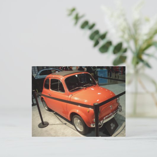 Oranje Fiat Briefkaart (Staand voorkant)