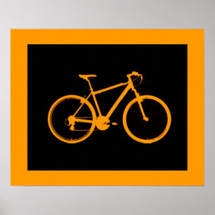 oranje fiets ~ fiets voor muren poster