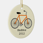 Oranje fiets gepersonaliseerde versiering keramisch ornament (Rechts)