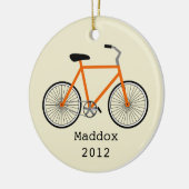 Oranje fiets gepersonaliseerde versiering keramisch ornament (Links)