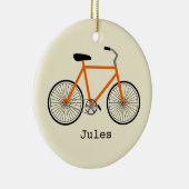 Oranje fiets gepersonaliseerde versiering keramisch ornament (Rechts)