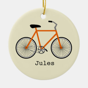 Oranje fiets gepersonaliseerde versiering keramisch ornament