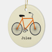 Oranje fiets gepersonaliseerde versiering keramisch ornament (Links)