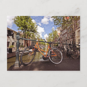 Oranje fiets in Amsterdam Nederland Briefkaart