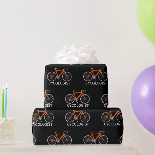 Oranje fiets met Cycologistische tekst Cadeaupapier (Feestgeschenken)