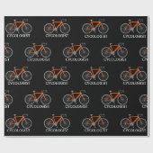 Oranje fiets met Cycologistische tekst Cadeaupapier (Vlak)
