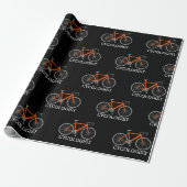 Oranje fiets met Cycologistische tekst Cadeaupapier (Uitgerold)