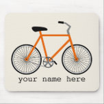Oranje fiets Mousepad Muismat<br><div class="desc">Een mousepad met een afbeelding van een oranje fiets.</div>