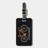 Oranje Fiets Op Zwart Bagagelabel (Voorkant verticaal)