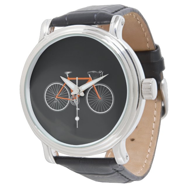 Oranje fiets op zwart horloge (Gekanteld)