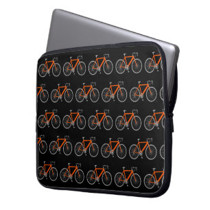 Oranje Fiets Op Zwart Laptop Sleeve