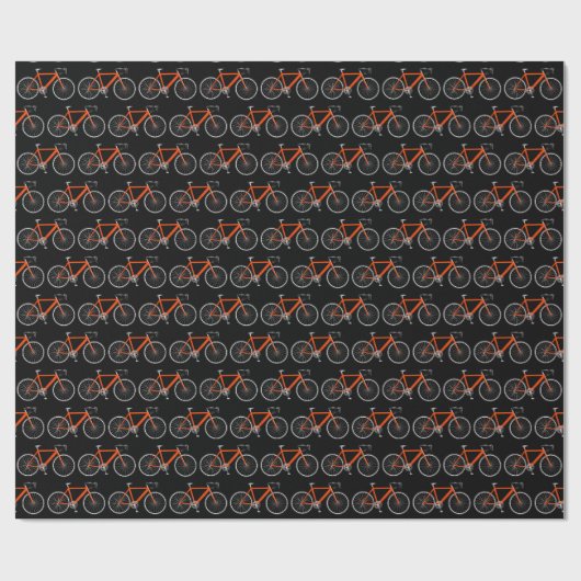 oranje fiets op zwart verpakkingspapier cadeaupapier (Vlak)