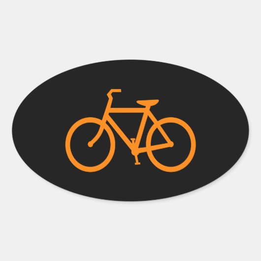 Oranje fiets ovale sticker (Voorkant)