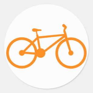 Oranje fiets ronde sticker