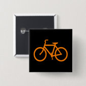 Oranje fiets vierkante button 5,1 cm (Voorkant /achterkant)