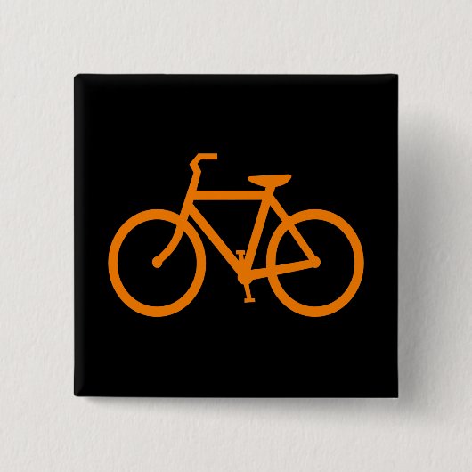 Oranje fiets vierkante button 5,1 cm (Voorkant)
