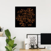 oranje fietsen op zwart (aangepaste kleur) poster (Thuiskantoor)