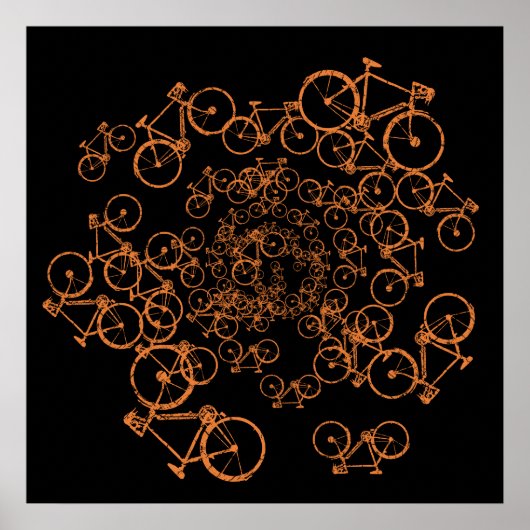 oranje fietsen op zwart (aangepaste kleur) poster (Voorkant)