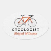 oranje fietsenfiets cycoloog ovale sticker (Voorkant)