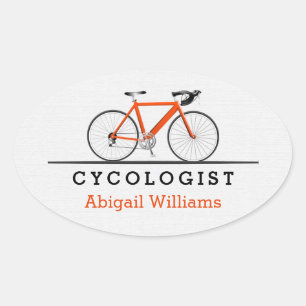 oranje fietsenfiets cycoloog ovale sticker