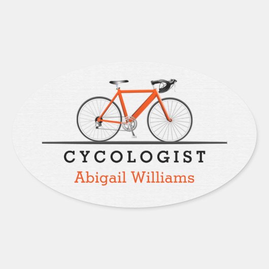 oranje fietsenfiets cycoloog ovale sticker (Voorkant)