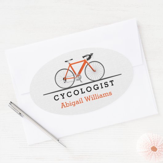 oranje fietsenfiets cycoloog ovale sticker (Envelop)
