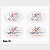 oranje fietsenfiets cycoloog ovale sticker (Vel)