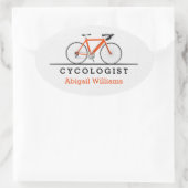 oranje fietsenfiets cycoloog ovale sticker (Tas)