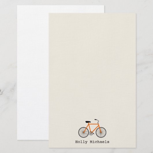 Oranje fietsontwerp - Speciaal ontwerp Briefpapier (Voorkant / Achterkant)