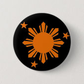 Oranje Filippino Sun/Stars Button (Voorkant)