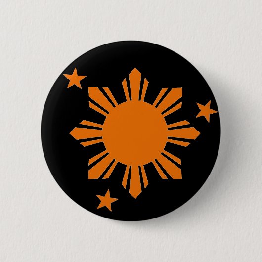Oranje Filippino Sun/Stars Button (Voorkant)