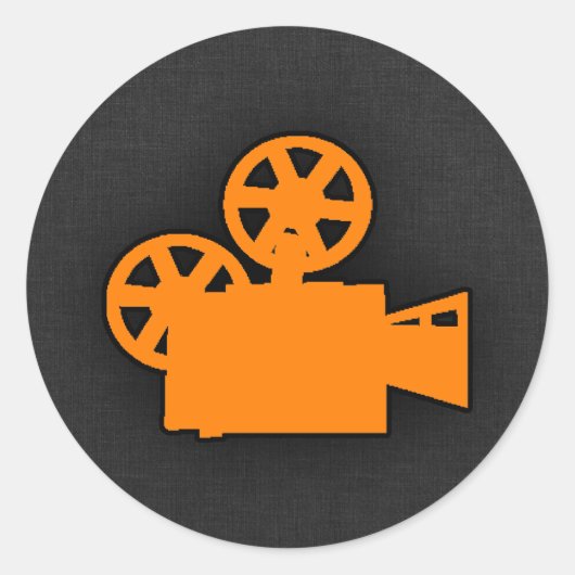 Oranje filmcamera ronde sticker (Voorkant)