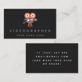 Oranje filmcamera videoproductie filmen zwart visitekaartje (Voorkant / Achterkant)