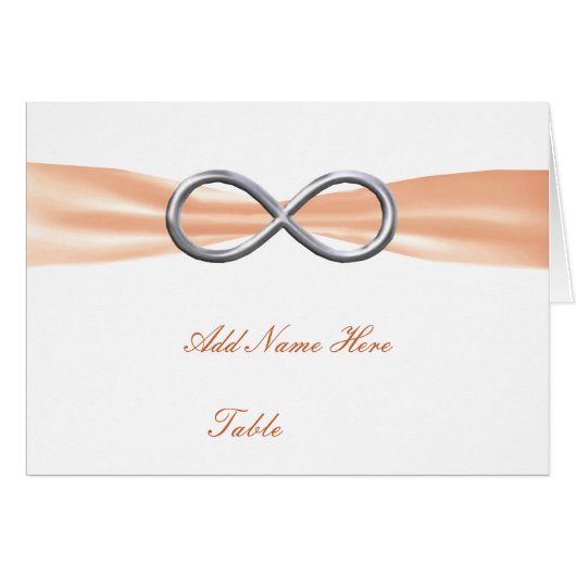 Oranje finity Wedding Table Place Card (Voorkant Horizontaal)