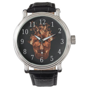Oranje Fire Skull Watch Horloge