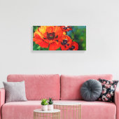 Oranje Flamboyant gekleurde oosterse papavers Canvas Afdruk (Insitu (Woonkamer))