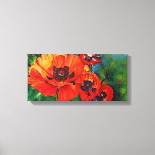 Oranje Flamboyant gekleurde oosterse papavers Canvas Afdruk