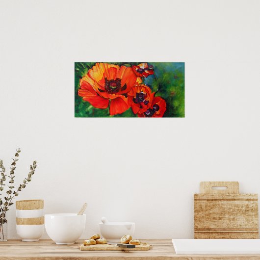 Oranje flamboyante schildpadkunst poster (Keuken)