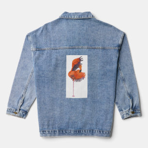 Oranje flamingo in danshouding denim jacket