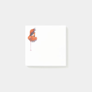 Oranje flamingo in danshouding post-it® notes