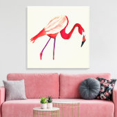 Oranje flamingo waterverf vogelkunst canvas afdruk (Insitu (Woonkamer))