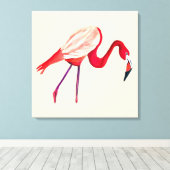 Oranje flamingo waterverf vogelkunst canvas afdruk (Insitu (Houten vloer))
