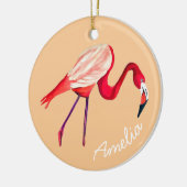 Oranje flamingo waterverf vogelkunst keramisch ornament (Links)