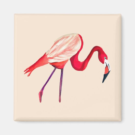 Oranje flamingo waterverf vogelkunst magneet (Voorkant)