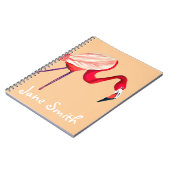 Oranje flamingo waterverf vogelkunst notitieboek (Linkerzijde)