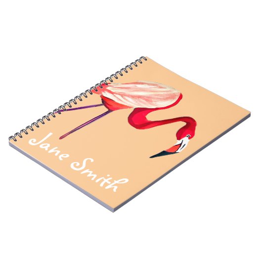 Oranje flamingo waterverf vogelkunst notitieboek (Linkerzijde)