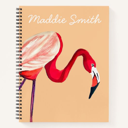 Oranje flamingo waterverf vogelkunst notitieboek (Voorkant)
