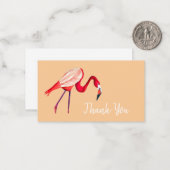 Oranje flamingo waterverf vogelkunst notitiekaartje (Voorkant / Achterkant in situ)